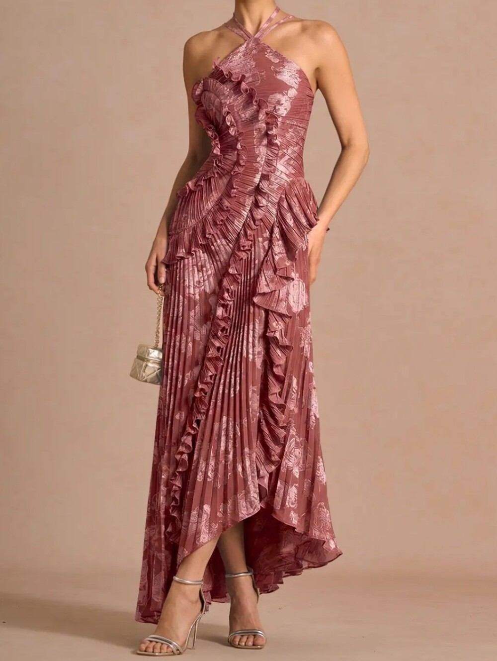 Azazie Atelier Hatsu Maxi Dress Vintage Rose Size 14 Fil Coupe Formal Wedding